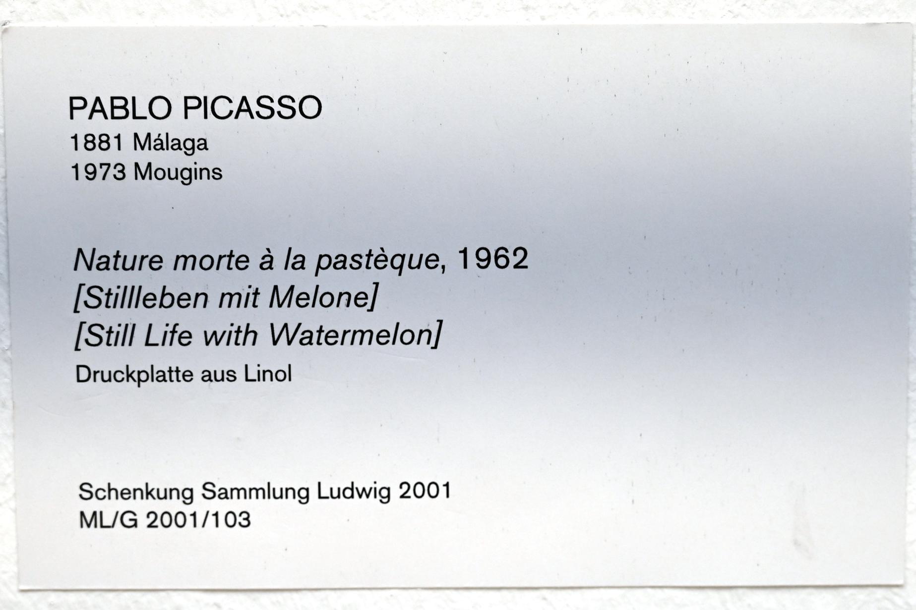 Pablo Picasso (1897–1972), Stillleben mit Melone, Köln, Museum Ludwig, 02.37, 1962, Bild 2/2