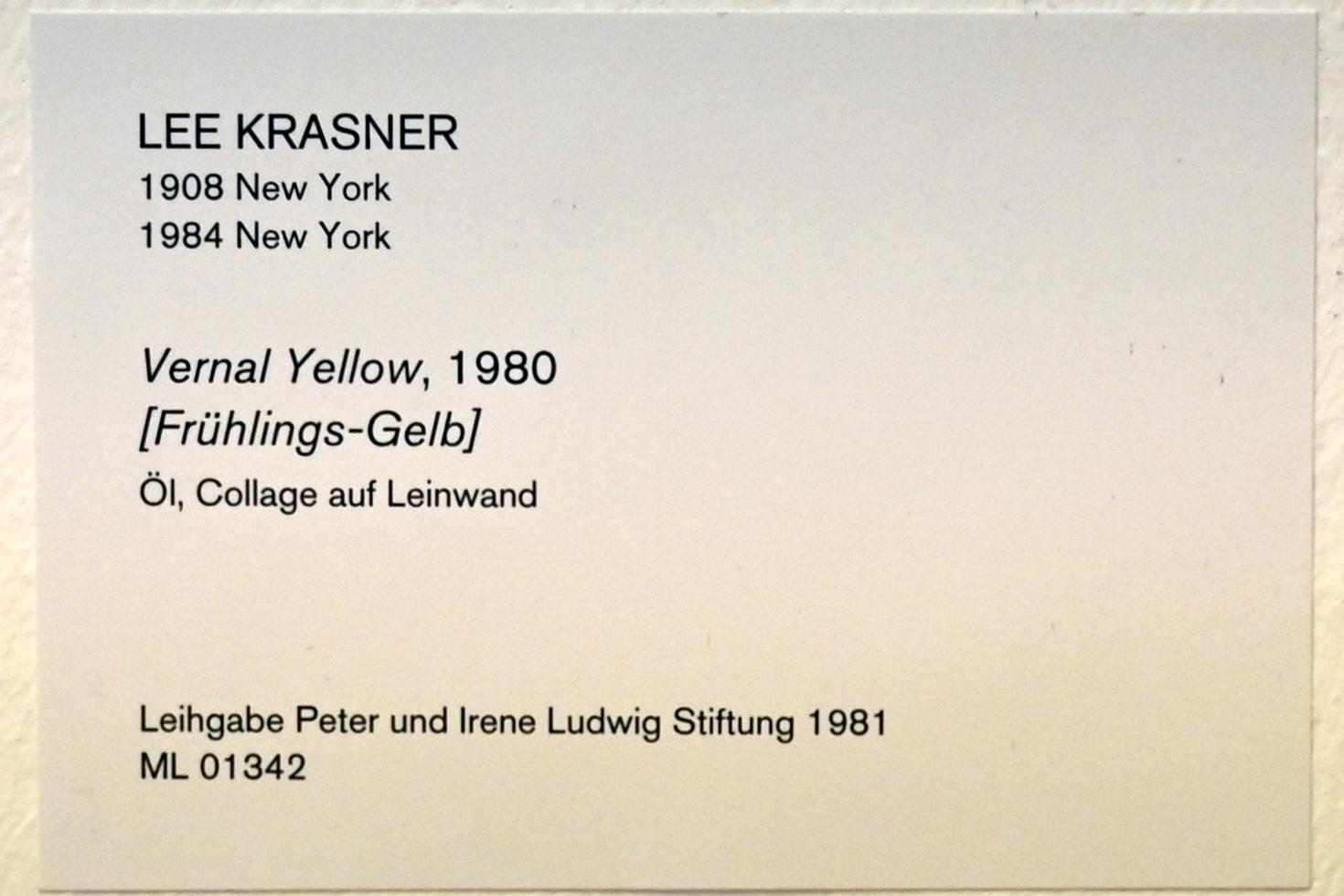 Lee Krasner (1949–1980), Frühlings-Gelb, Köln, Museum Ludwig, 01.62, 1980, Bild 2/2