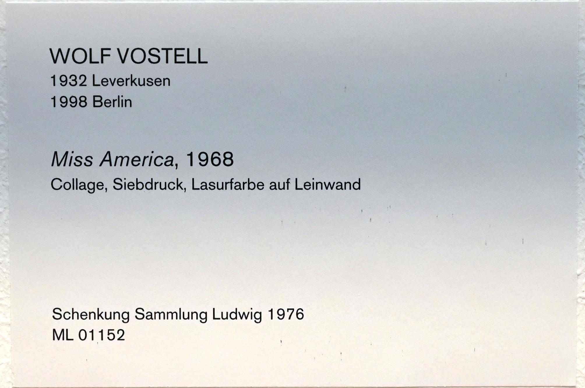 Wolf Vostell (1963–1988), Miss America, Köln, Museum Ludwig, 01.05, 1968, Bild 2/2