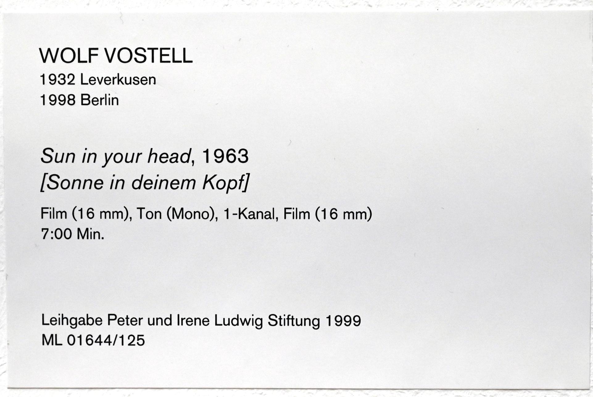 Wolf Vostell (1963–1988), Sonne in deinem Kopf, Köln, Museum Ludwig, 01.02, 1963, Bild 3/3