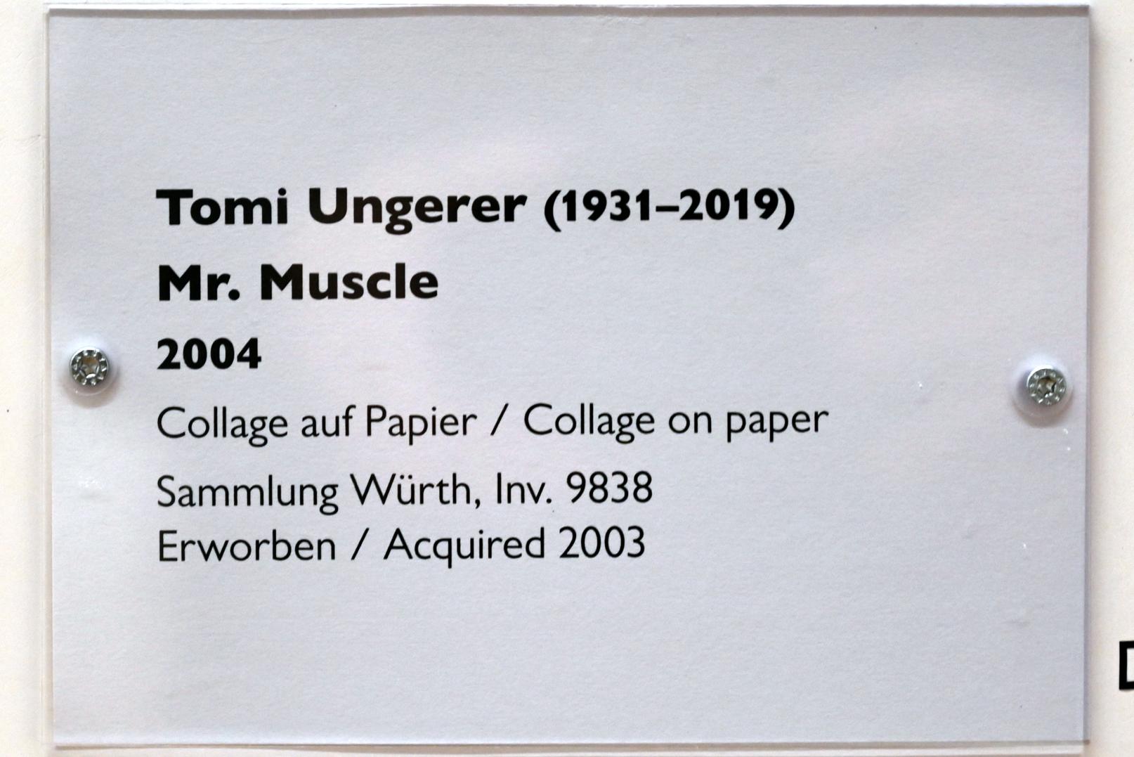 Tomi Ungerer (1963–2010), Mr. Muscle, Schwäbisch Hall, Kunsthalle Würth, Ausstellung "Sport, Spaß und Spiel" vom 13.12.2021 - 26.02.2023, Obergeschoß, 2004, Bild 2/2