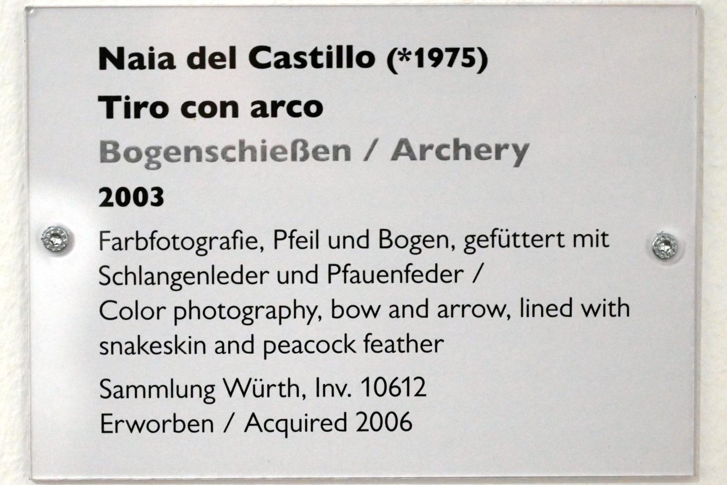 Naia del Castillo (2003), Bogenschießen, Schwäbisch Hall, Kunsthalle Würth, Ausstellung "Sport, Spaß und Spiel" vom 13.12.2021 - 26.02.2023, Untergeschoß, 2003, Bild 4/4