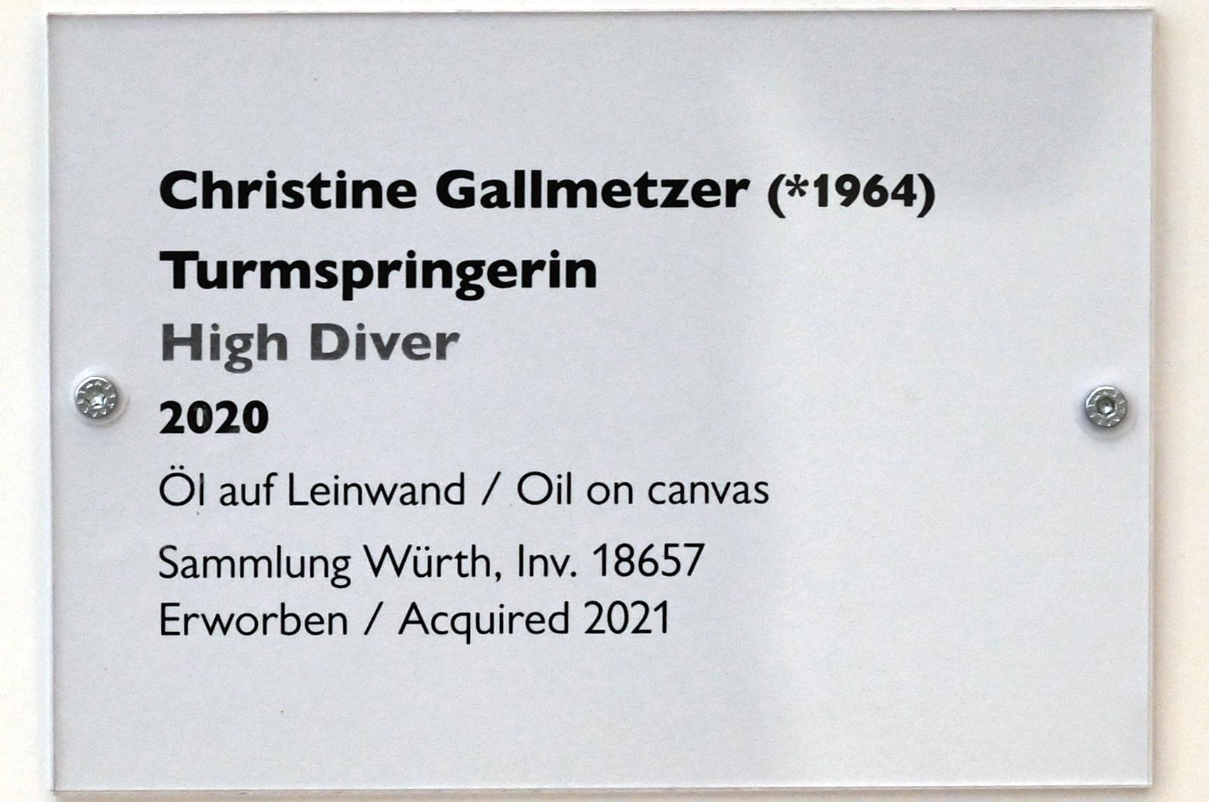 Christine Gallmetzer (2020), Turmspringerin, Schwäbisch Hall, Kunsthalle Würth, Ausstellung "Sport, Spaß und Spiel" vom 13.12.2021 - 26.02.2023, Untergeschoß, 2020, Bild 2/2