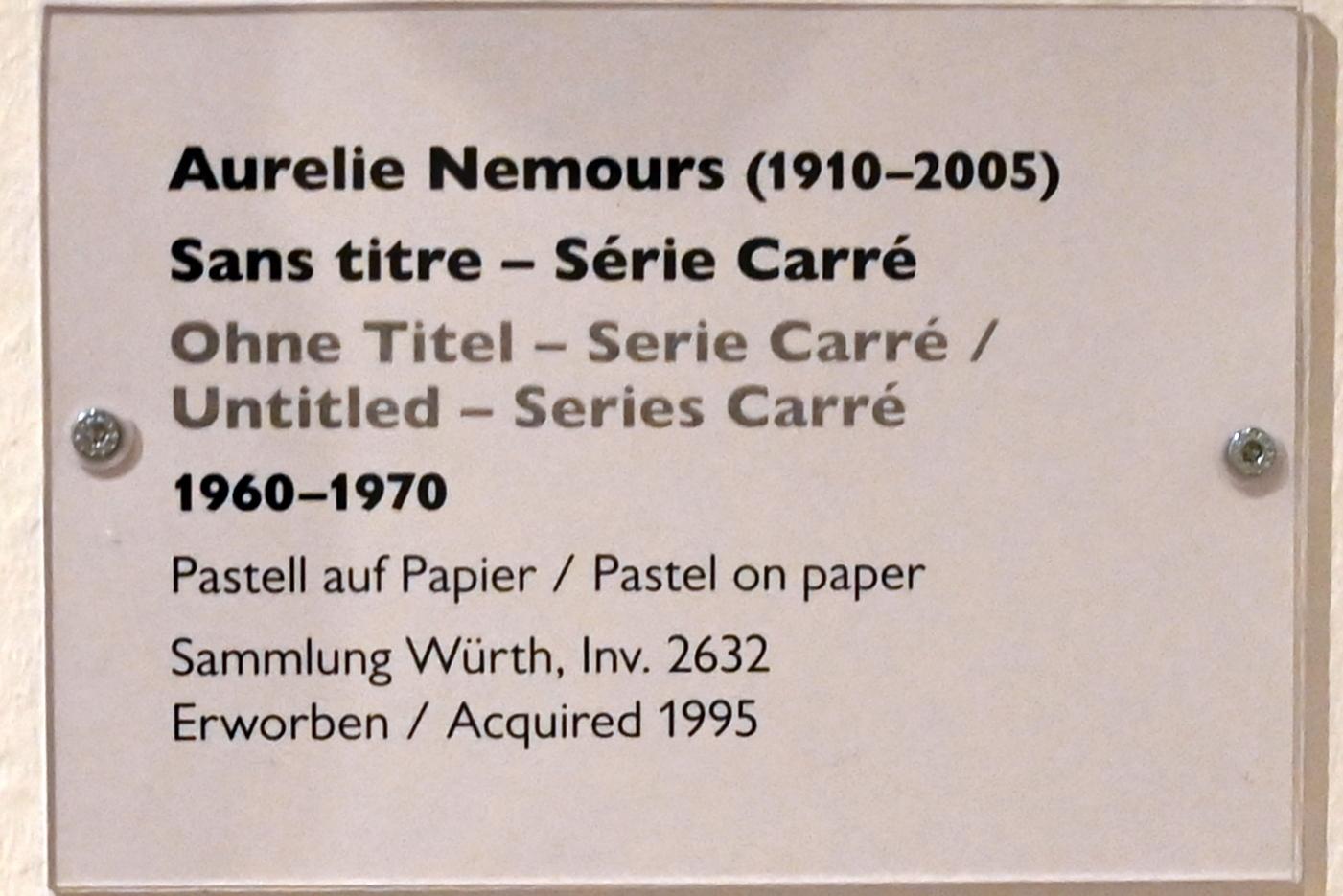 Aurélie Nemours (1954–1965), Ohne Titel - Serie Carré, Schwäbisch Hall, Kunsthalle Würth, Ausstellung "Sport, Spaß und Spiel" vom 13.12.2021 - 26.02.2023, Untergeschoß, 1960–1970, Bild 2/2