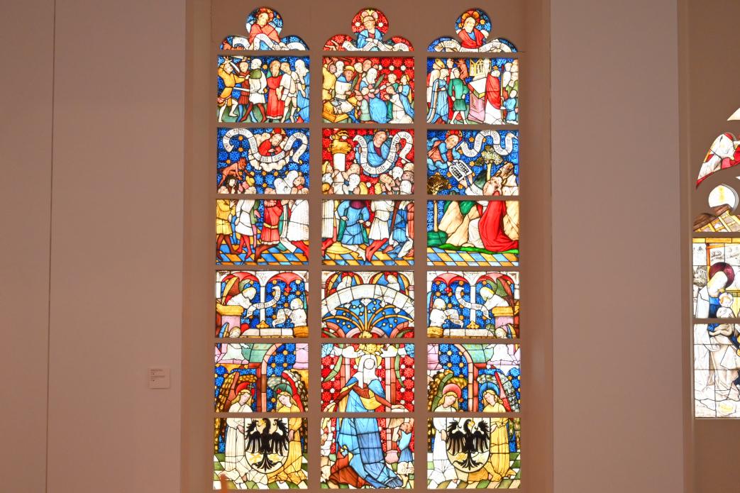 Zehngebotefenster, Boppard, ehem. Karmeliterkloster, jetzt Köln, Museum Schnütgen, Saal 3, um 1440, Bild 1/2