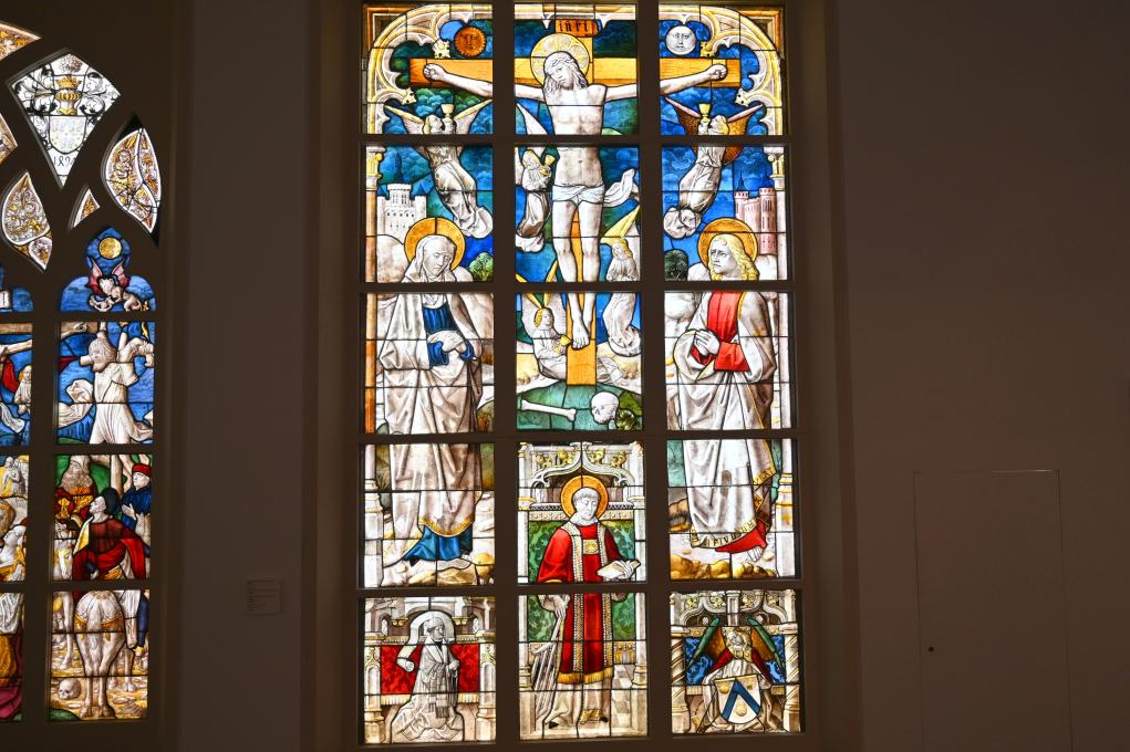 Kreuzigungsfenster, Köln-Innenstadt, ehem. Pfarrkirche St. Laurenz (abgerissen 1818), jetzt Köln, Museum Schnütgen, Saal 3, vor 1489