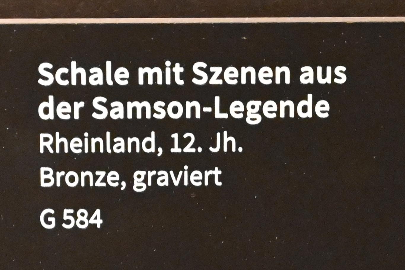 Schale mit Szenen aus der Samson-Legende, Köln, Museum Schnütgen, Saal 4, 12. Jhd., Bild 2/2