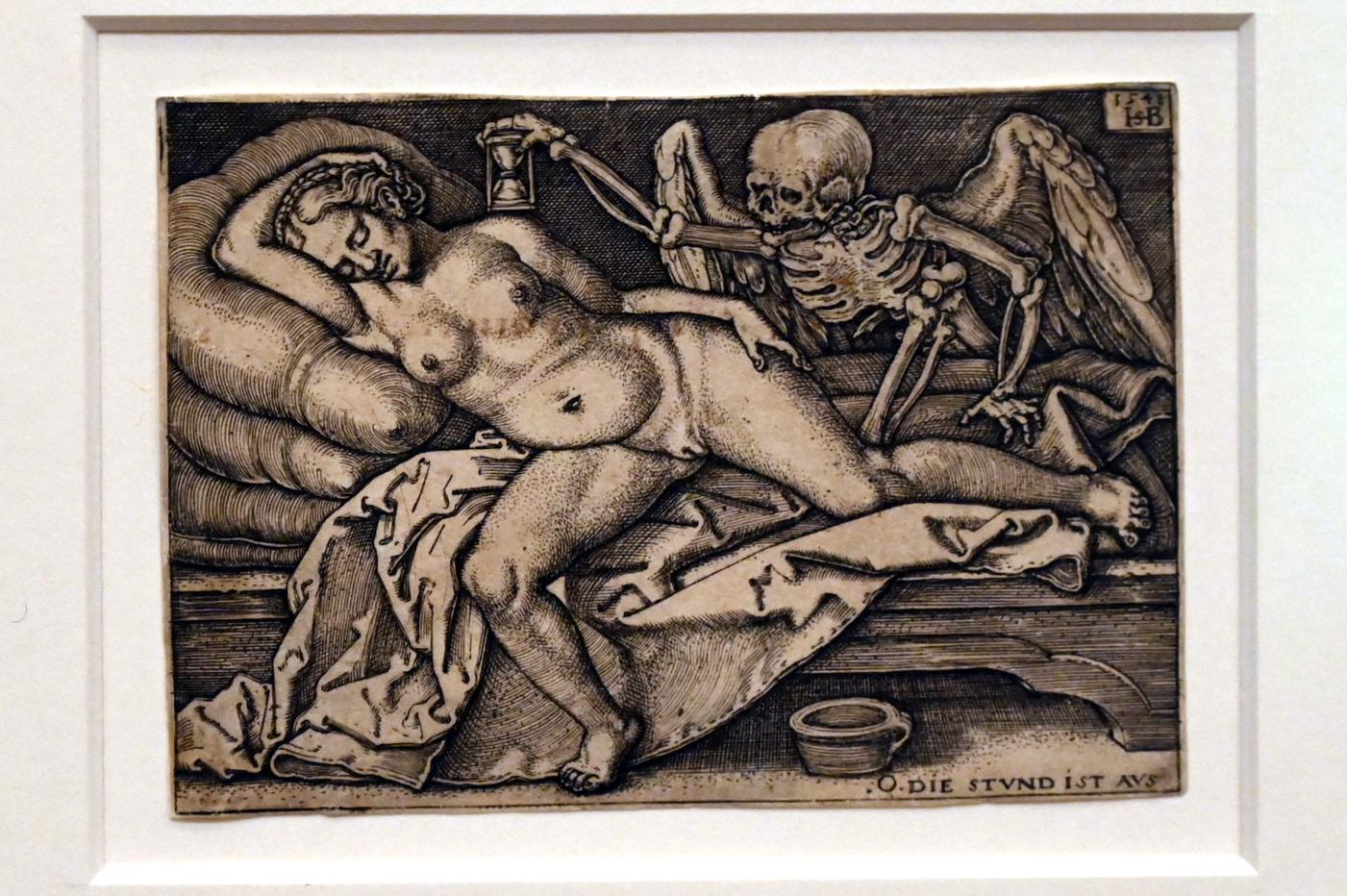 Hans Sebald Beham (1548), Tod und Frau, Köln, Museum Schnütgen, Saal 8, 1548, Bild 1/3