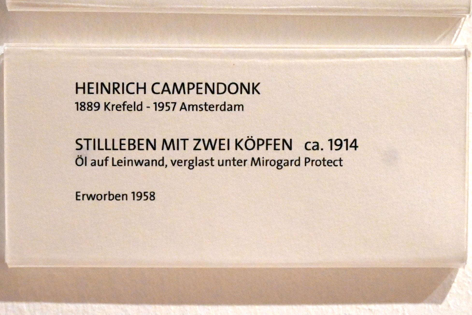 Heinrich Campendonk (1912–1929), Stillleben mit zwei Köpfen, Bonn, Kunstmuseum Bonn, Saal 6, um 1914, Bild 2/2