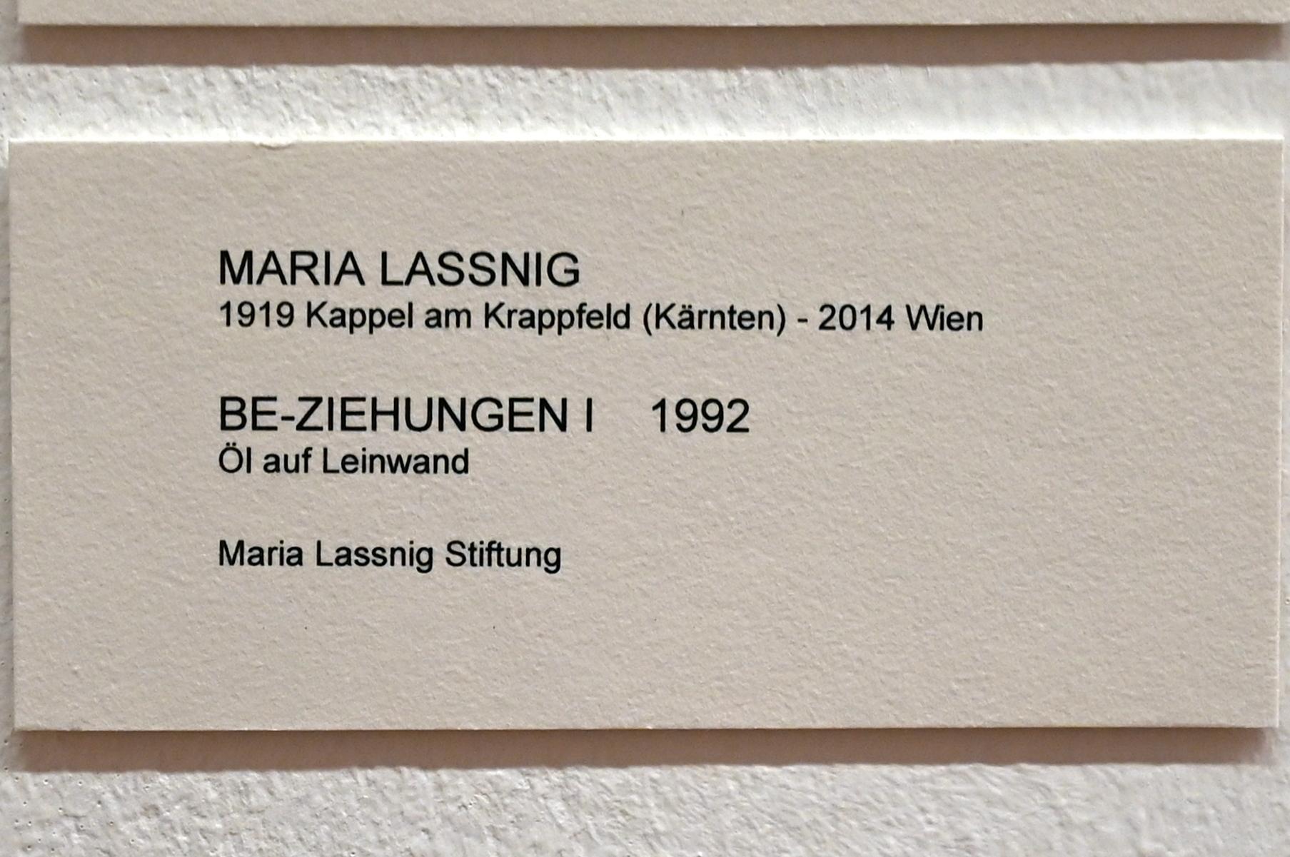 Maria Lassnig (1945–2011), Be-Ziehungen I, Bonn, Kunstmuseum, Ausstellung "Maria Lassnig - Wach bleiben" vom 10.02. - 08.05.2022, Saal 2, 1992, Bild 2/3