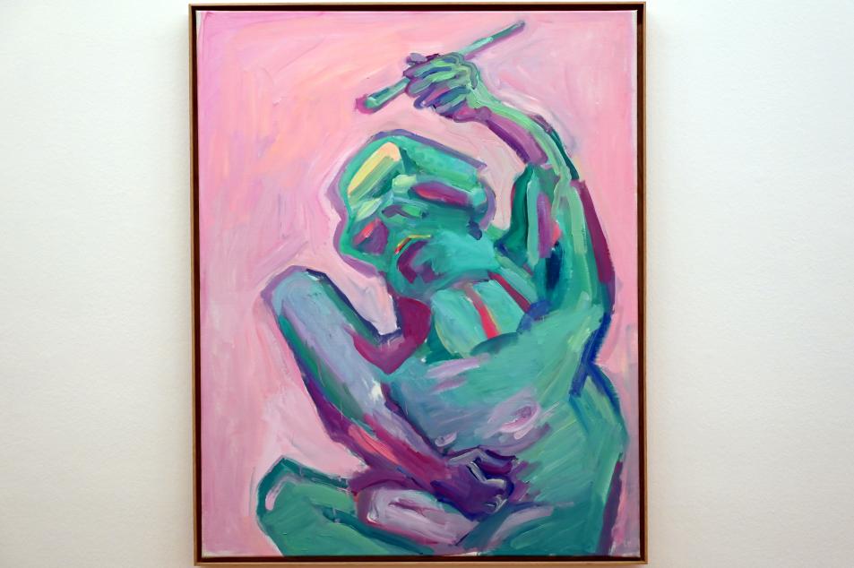 Maria Lassnig (1945–2011), Die grüne Malerin, Bonn, Kunstmuseum, Ausstellung "Maria Lassnig - Wach bleiben" vom 10.02. - 08.05.2022, Saal 3, 2000, Bild 1/2