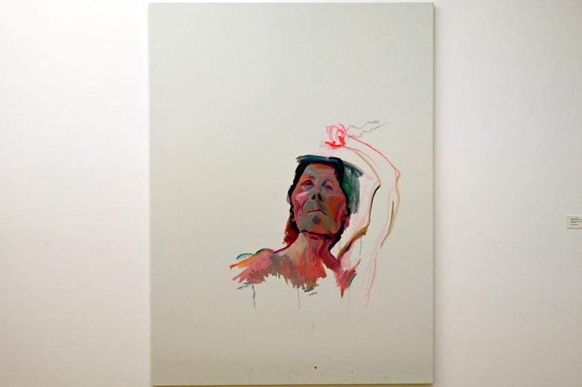 Maria Lassnig (1945–2011), Selbstporträt mit Pinsel, Bonn, Kunstmuseum, Ausstellung "Maria Lassnig - Wach bleiben" vom 10.02. - 08.05.2022, Saal 5, 2010–2013