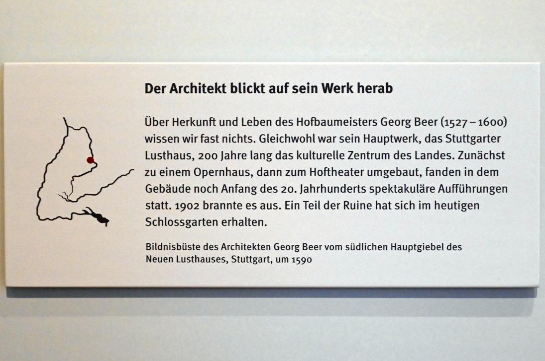 Bildnisbüste des Architekten Georg Beer, Stuttgart, Neues Lusthaus, jetzt Stuttgart, Landesmuseum Württemberg, Herzogtum Württemberg, um 1590, Bild 2/2