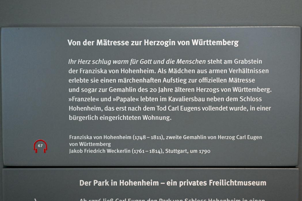Jakob Friedrich Weckherlin (1780–1790), Franziska von Hohenheim (1748-1811), zweite Gemahlin von Herzog Carl Eugen von Württemberg, Stuttgart, Landesmuseum Württemberg, Herzogtum Württemberg, um 1790, Bild 2/3