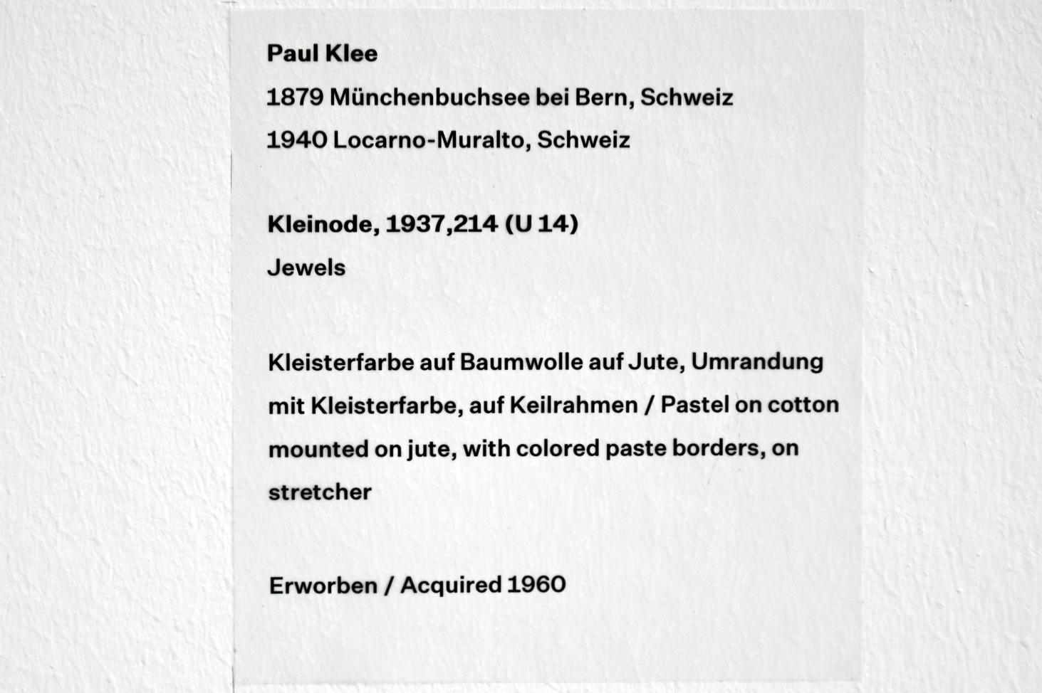 Paul Klee (1904–1940), Kleinode, Düsseldorf, Kunstsammlung K20, Saal 1, 1937, Bild 2/2