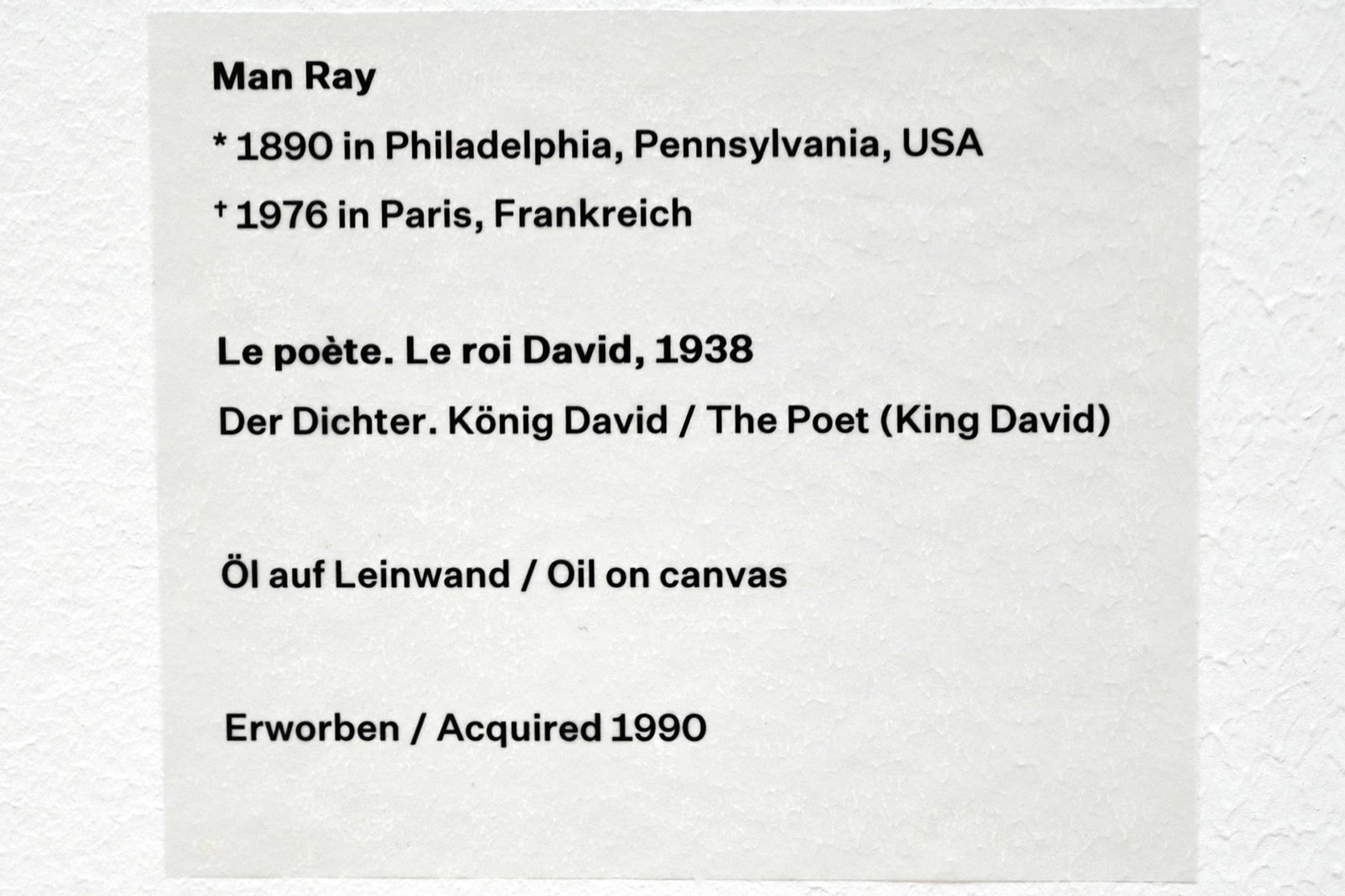 Man Ray (1914–1939), Der Dichter. König David, Düsseldorf, Kunstsammlung K20, Saal 3, 1938, Bild 2/2