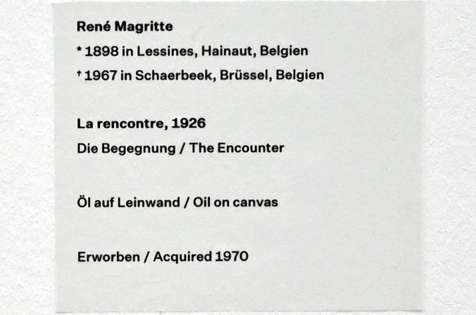 René Magritte (1926–1967), Die Begegnung, Düsseldorf, Kunstsammlung K20, Saal 3, 1926, Bild 2/2