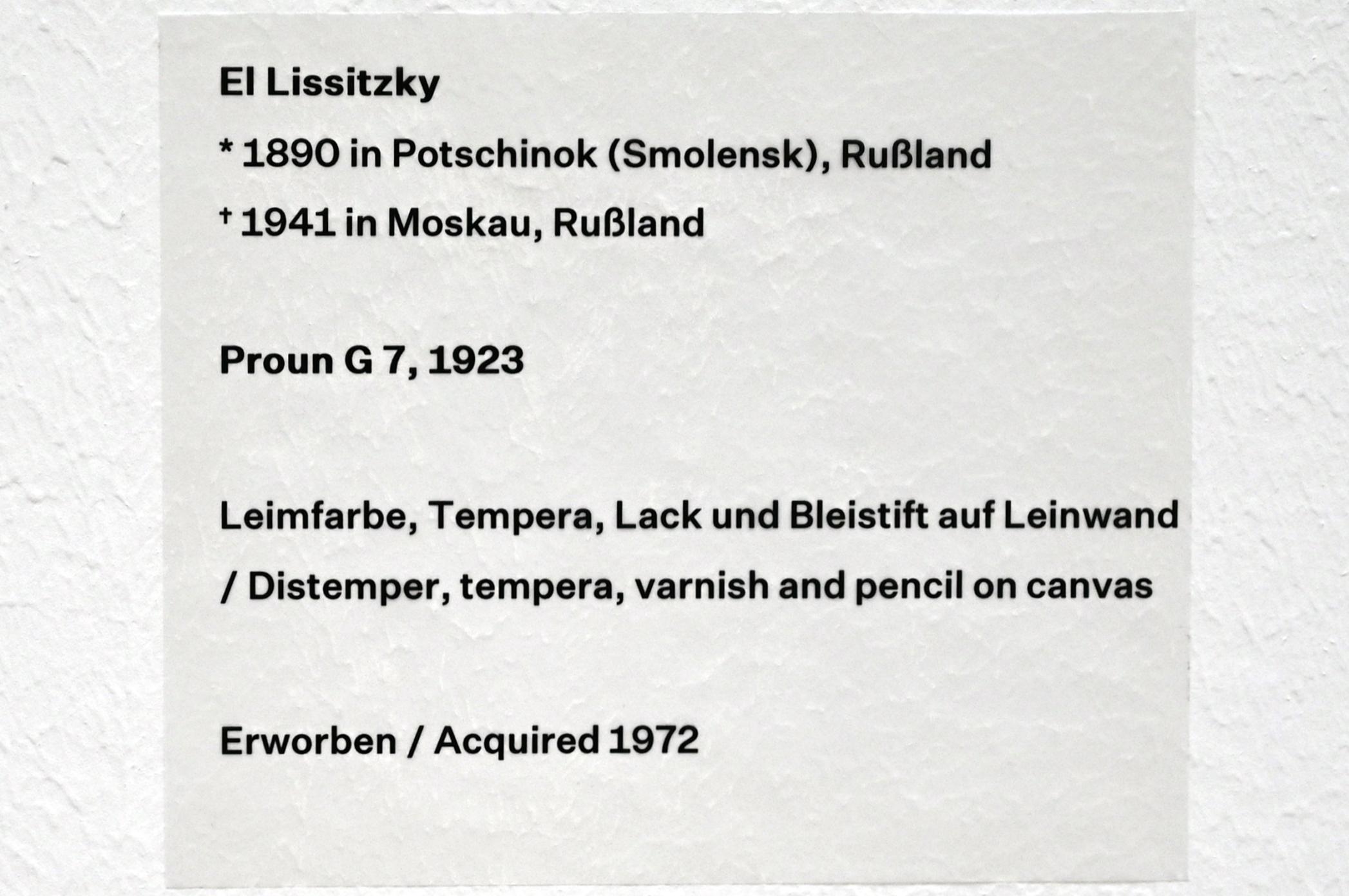 El Lissitzky (1919–1923), Proun G 7, Düsseldorf, Kunstsammlung K20, Saal 6, 1923, Bild 2/2