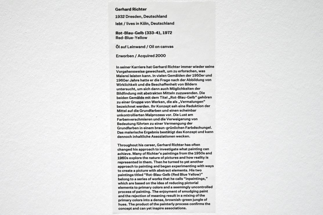 Gerhard Richter (1963–2020), Rot-Blau-Gelb (333-4), Düsseldorf, Kunstsammlung K20, Saal 13, 1972, Bild 2/2