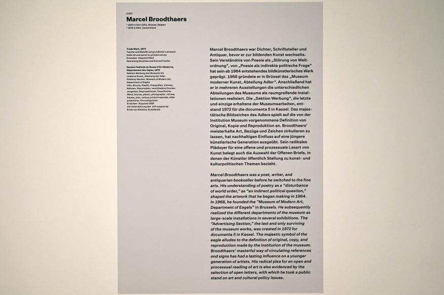 Marcel Broodthaers (1965–1973), Trade Mark, Düsseldorf, Kunstsammlung K21, 2. Obergeschoss, 1973, Bild 2/2