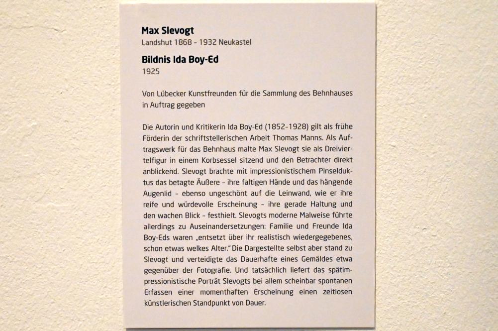 Max Slevogt (1886–1931), Bildnis Ida Boy-Ed, Lübeck, Museum Behnhaus Drägerhaus, Erdgeschoß Haupthaus Saal 0, 1925, Bild 2/2