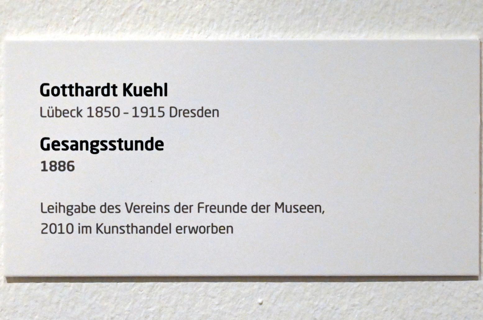 Gotthardt Kuehl (1878–1911), Gesangsstunde, Lübeck, Museum Behnhaus Drägerhaus, Treppenhaus, 1886, Bild 2/2