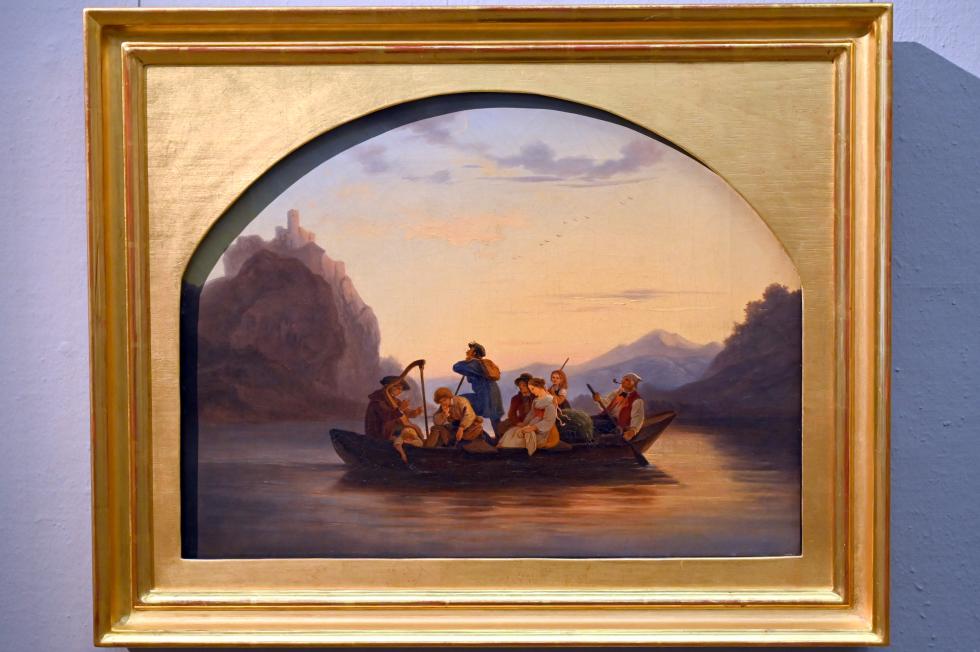 Ludwig Richter (1824–1884), Die Überfahrt am Schreckenstein (kleine Fassung), Lübeck, Museum Behnhaus Drägerhaus, Obergeschoß Flügel Saal 3, 1840, Bild 1/2