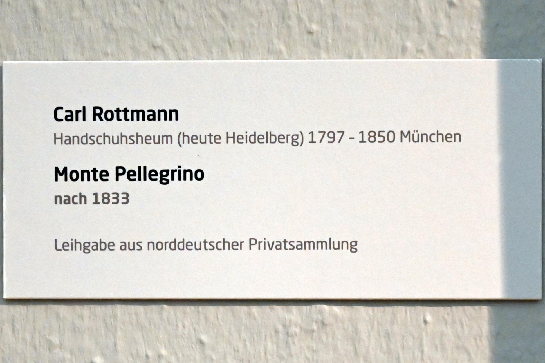 Carl Rottmann (1823–1849), Monte Pellegrino, Lübeck, Museum Behnhaus Drägerhaus, Obergeschoß Flügel Saal 4, nach 1833, Bild 2/2