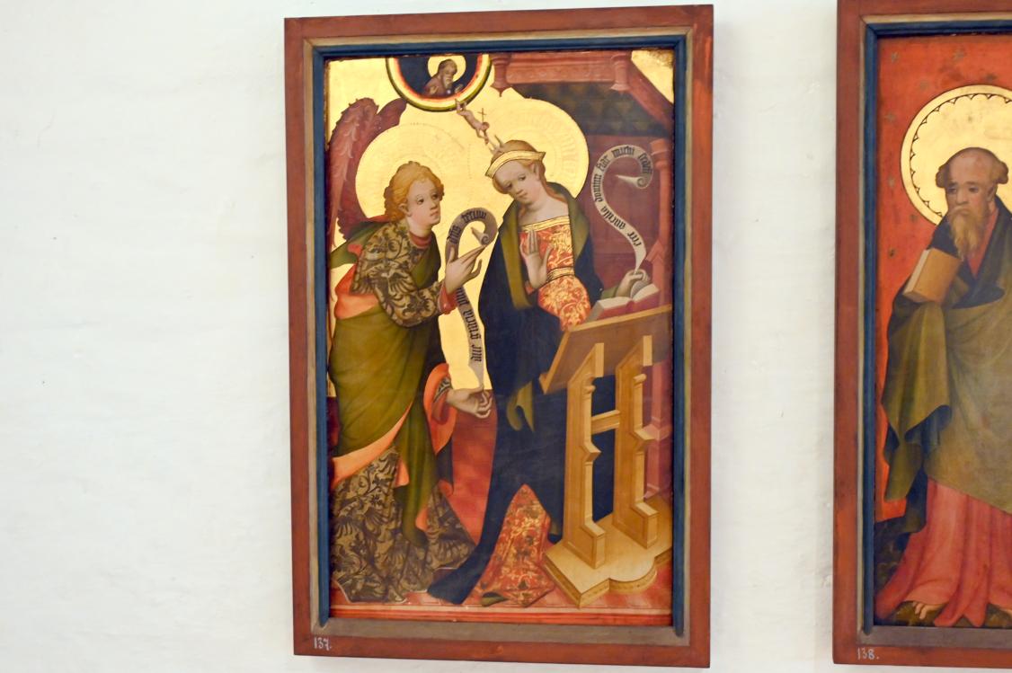 Verkündigung, Lübeck, Marienkirche, jetzt Lübeck, St. Annen-Museum, Saal 5, um 1425, Bild 1/2