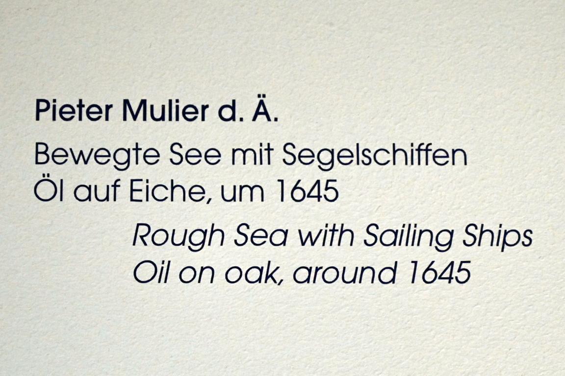 Pieter Mulier d.Ä. (1645–1650), Bewegte See mit Segelschiffen, Lübeck, St. Annen-Museum, Obergeschoß, Saal 13, um 1645, Bild 2/2