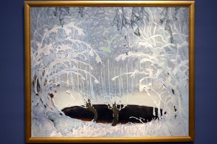 Ferdynand Ruszczyc (1900–1904), Wintermärchen, München, Kunsthalle, Ausstellung "Polnischer Symbolismus um 1900" vom 25.03.-07.08.2022, Saal 4 - Polnische Landschaften, 1904, Bild 1/2
