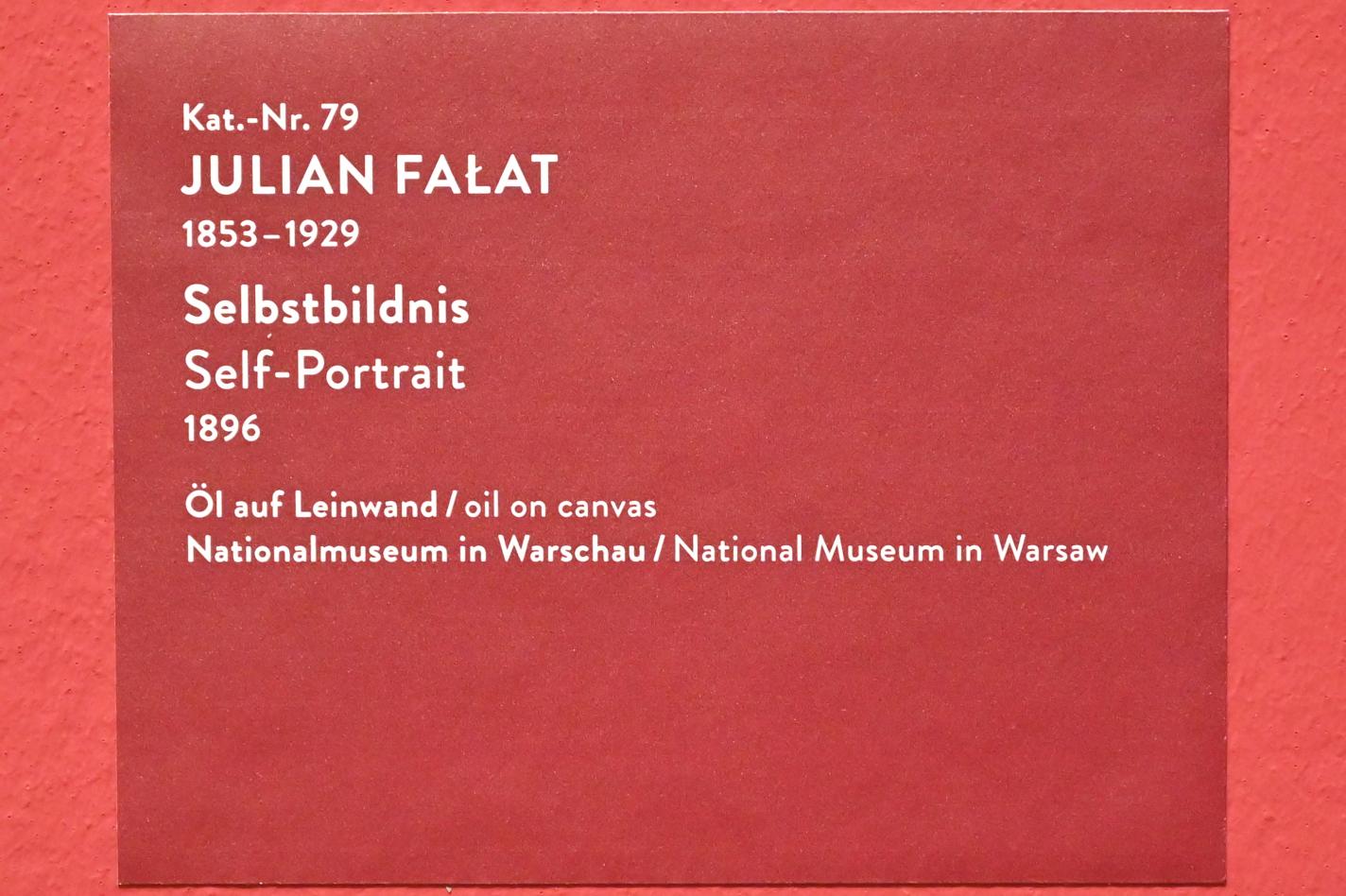 Julian Fałat (1896–1915), Selbstbildnis, München, Kunsthalle, Ausstellung "Polnischer Symbolismus um 1900" vom 25.03.-07.08.2022, Saal 8 - Porträts, 1896, Bild 2/2