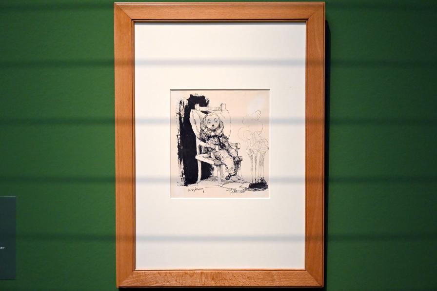 Witold Wojtkiewicz (1904–1909), Pierrot. Symbolisches Selbstbildnis, München, Kunsthalle, Ausstellung "Polnischer Symbolismus um 1900" vom 25.03.-07.08.2022, Saal 10 - Fantastische Welten, 1909, Bild 1/2