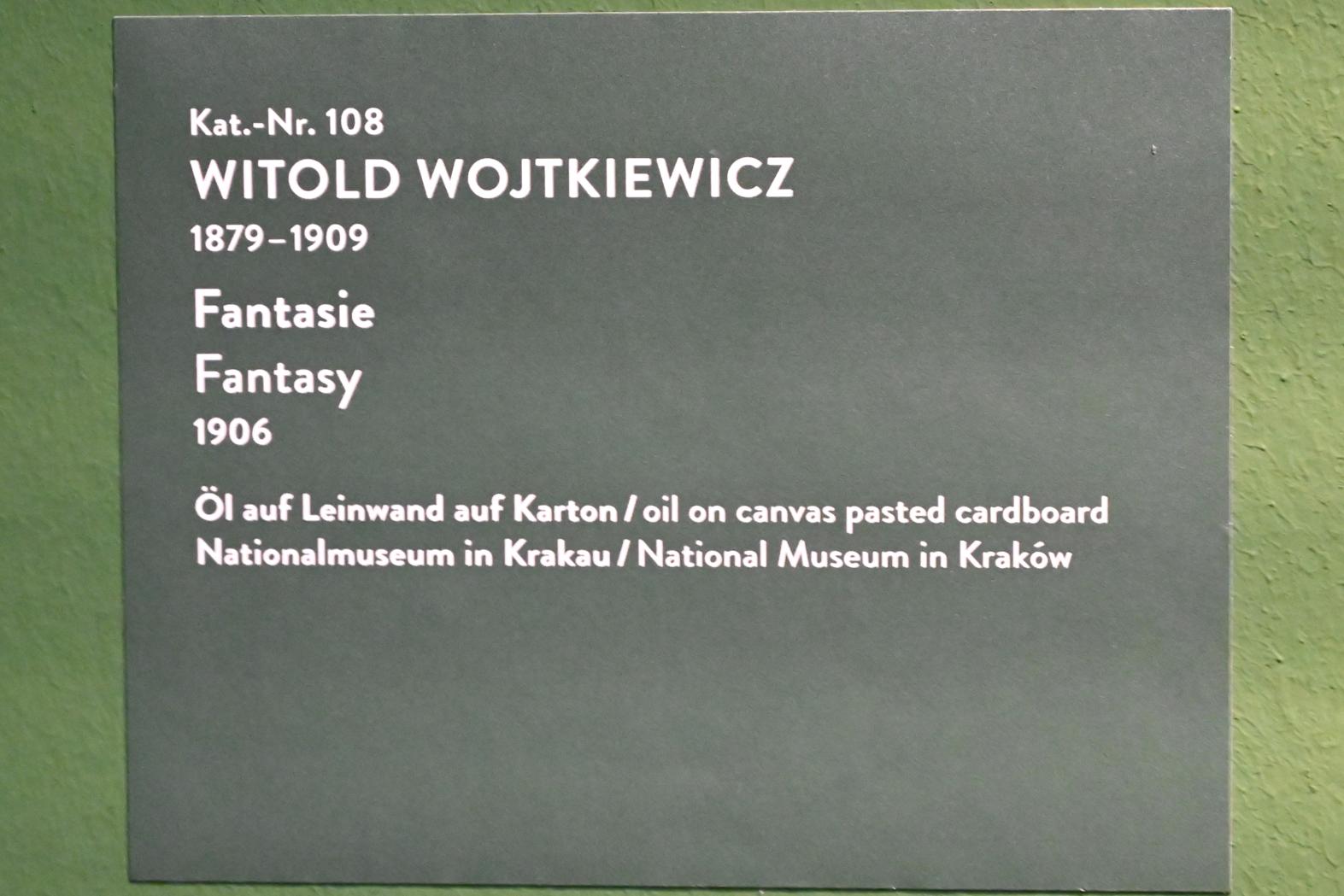 Witold Wojtkiewicz (1904–1909), Fantasie, München, Kunsthalle, Ausstellung "Polnischer Symbolismus um 1900" vom 25.03.-07.08.2022, Saal 10 - Fantastische Welten, 1906, Bild 2/2