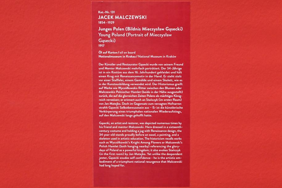 Jacek Malczewski (1876–1917), Junges Polen (Bildnis Mieczysław Gąsecki), München, Kunsthalle, Ausstellung "Polnischer Symbolismus um 1900" vom 25.03.-07.08.2022, Saal 11 - Polonia, 1917, Bild 2/2
