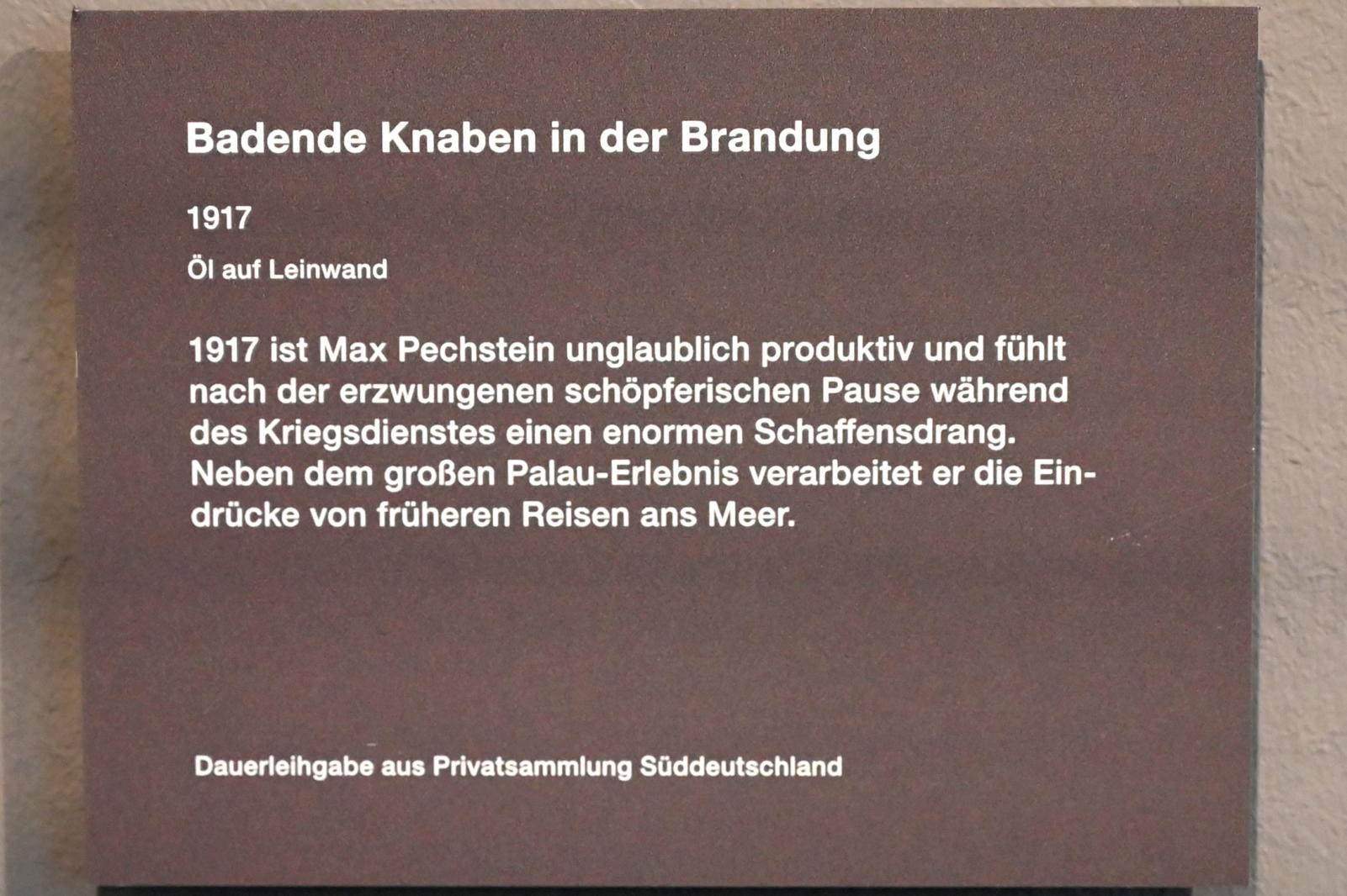 Max Pechstein (1895–1953), Badende Knaben in der Brandung, Zwickau, Kunstsammlungen, Max-Pechstein-Museum - Saal 1, 1917, Bild 2/2