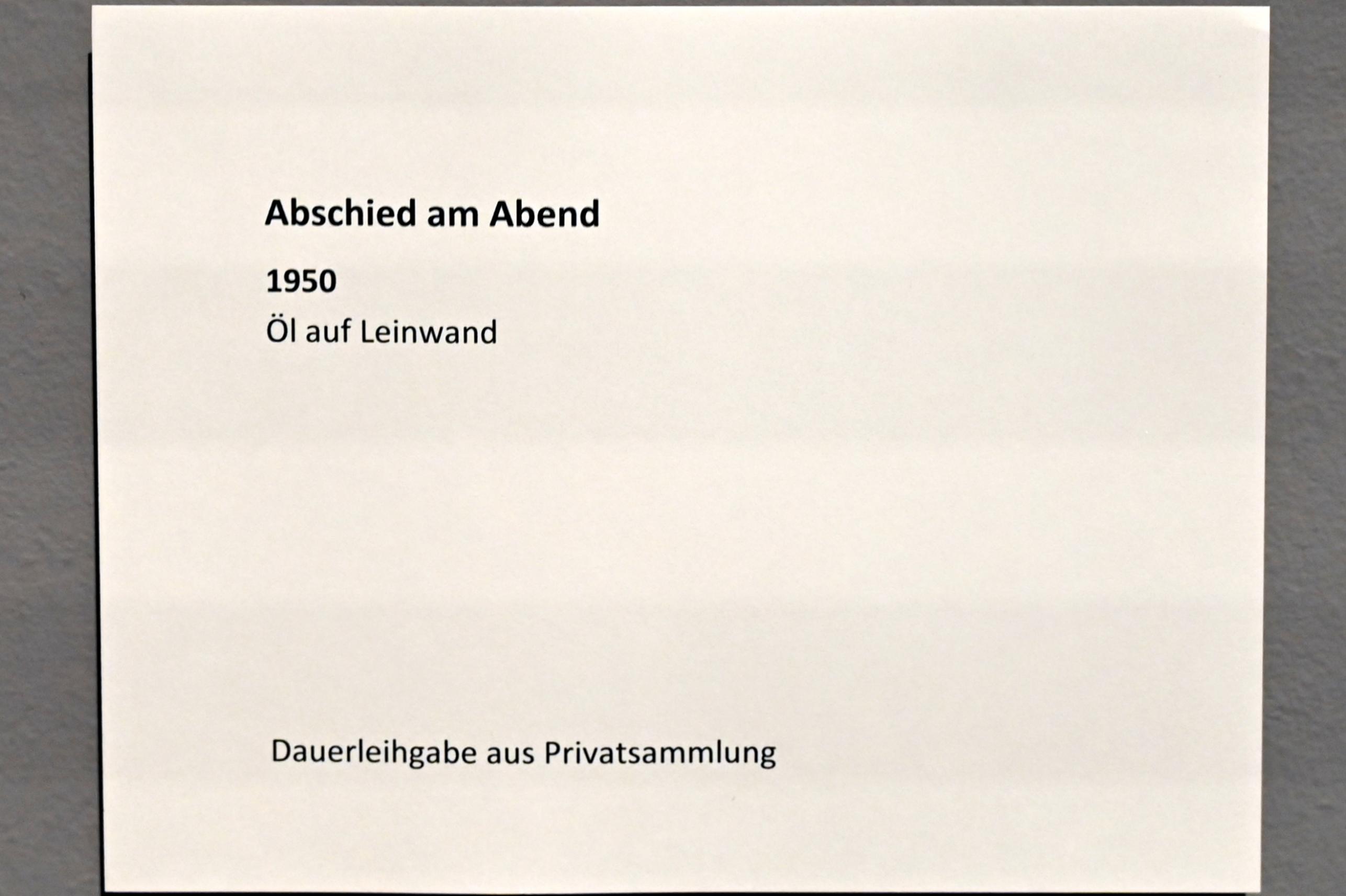 Max Pechstein (1895–1953), Abschied am Abend, Zwickau, Kunstsammlungen, Max-Pechstein-Museum - Saal 1, 1950, Bild 2/2