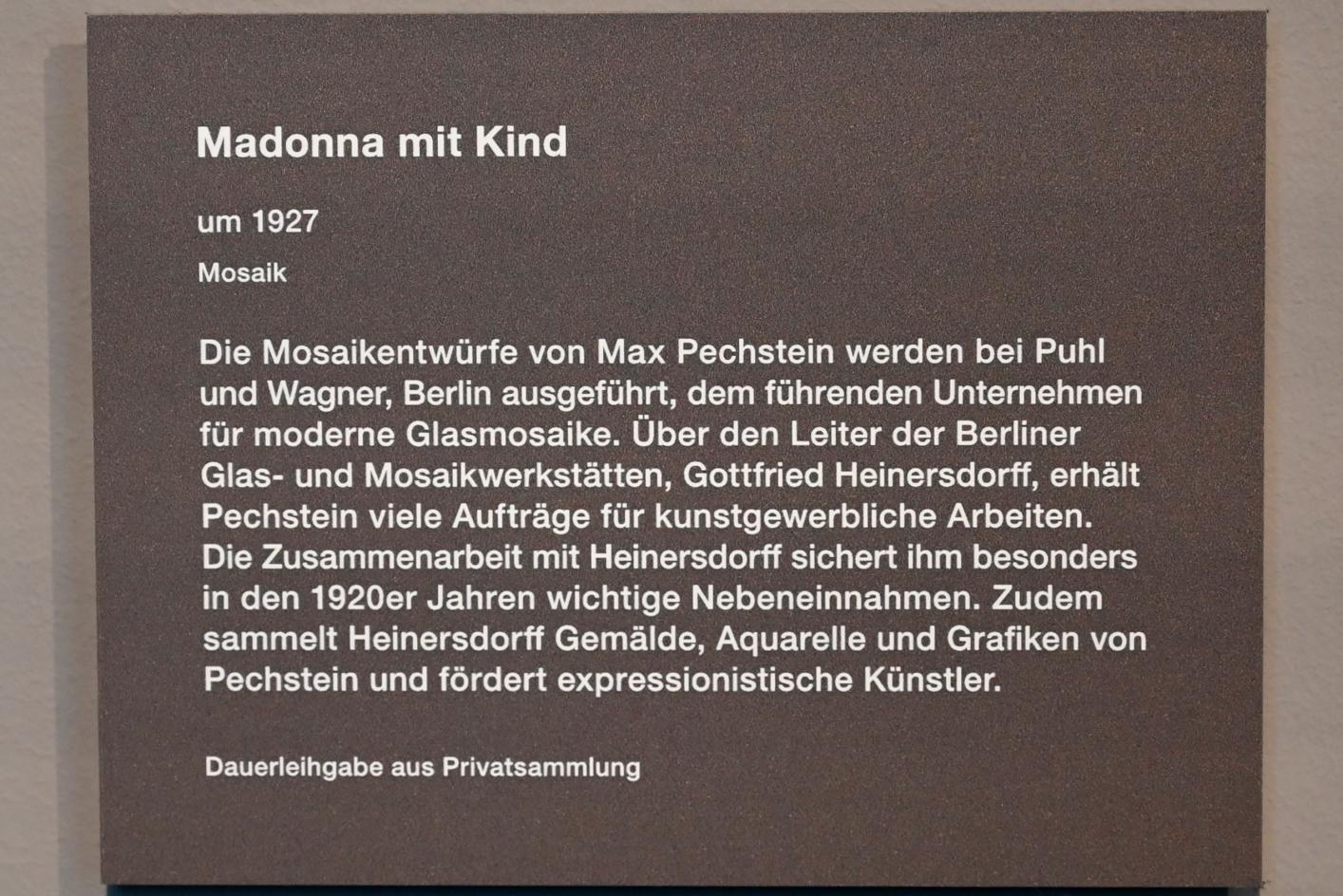 Max Pechstein (1895–1953), Madonna mit Kind, Zwickau, Kunstsammlungen, Max-Pechstein-Museum - Saal 3, um 1927, Bild 2/2