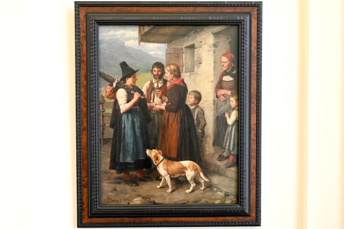 Franz von Defregger (1880–1897), Der Besuch (Willkommene Gäste), Zwickau, Kunstsammlungen, Aufbruch in die Moderne, 1897, Bild 1/2