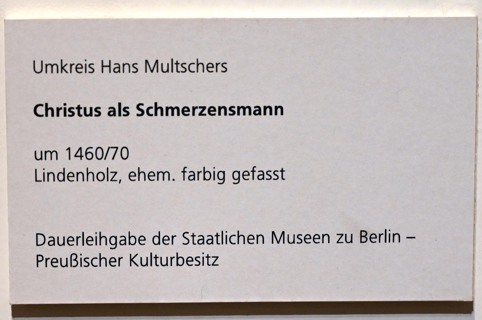 Hans Multscher (Umkreis) (1435–1465), Christus als Schmerzensmann, Ulm, Museum Ulm, Saal 2, um 1460–1470, Bild 2/2