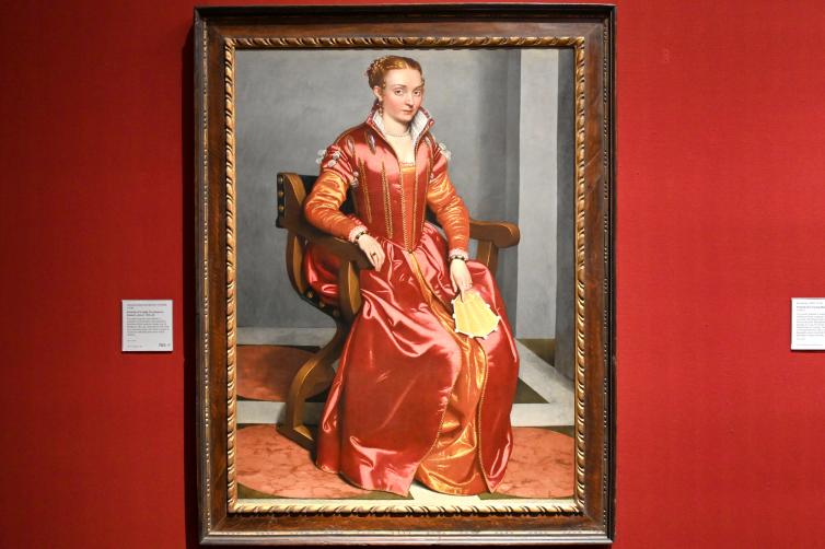 Giovanni Battista Moroni (1554–1565), Porträt einer Dame ('La Dama in Rosso'), London, National Gallery, Saal 12, um 1556–1560, Bild 1/2