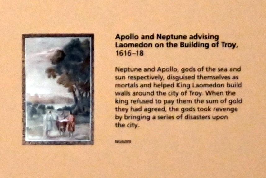 Domenichino (Domenico Zampieri) (1602–1627), Apoll und Neptun beraten Laomedon beim Bau von Troja, London, National Gallery, Treppenhaus 1, 1616–1618, Bild 2/2