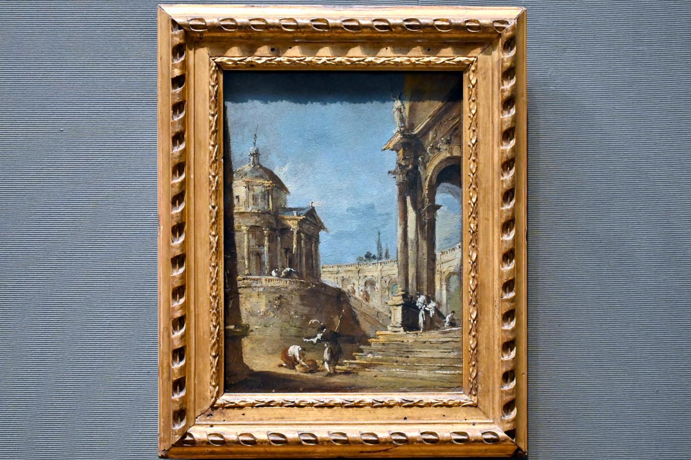 Francesco Guardi (1755–1790), Ein architektonisches Capriccio mit einem palladianischen Gebäude, London, National Gallery, Saal 39, um 1770–1780, Bild 1/2