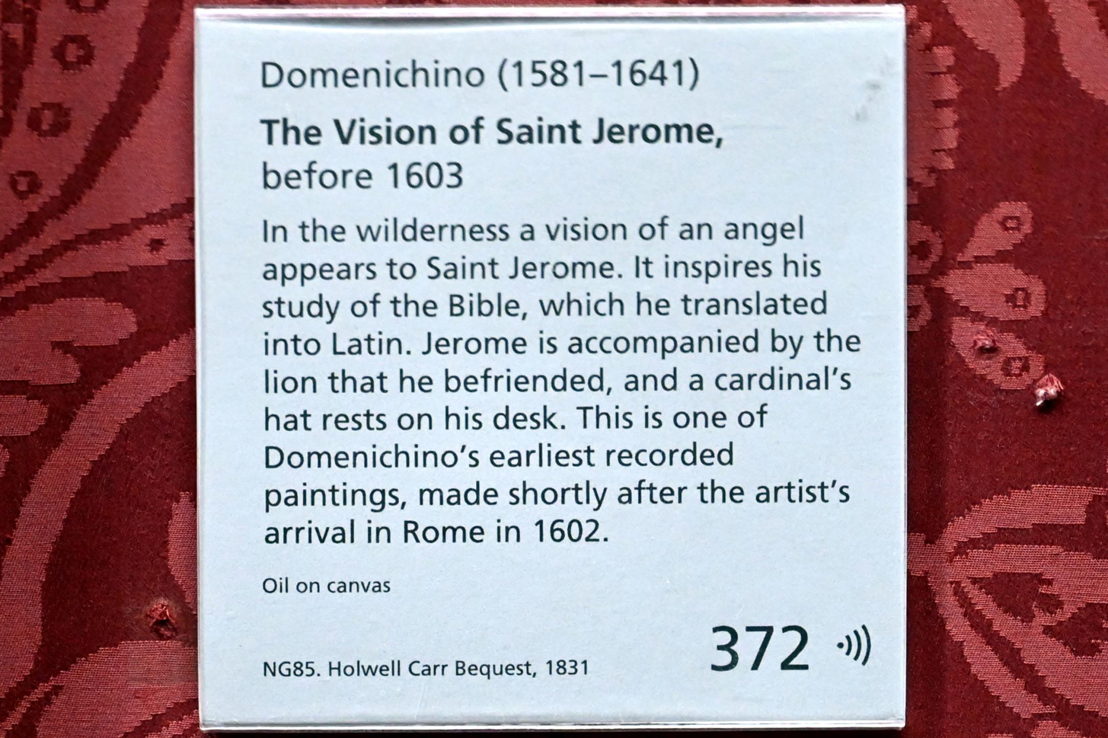 Domenichino (Domenico Zampieri) (1602–1627), Vision des Hl. Hieronymus, London, National Gallery, Saal 35, vor 1603, Bild 2/2