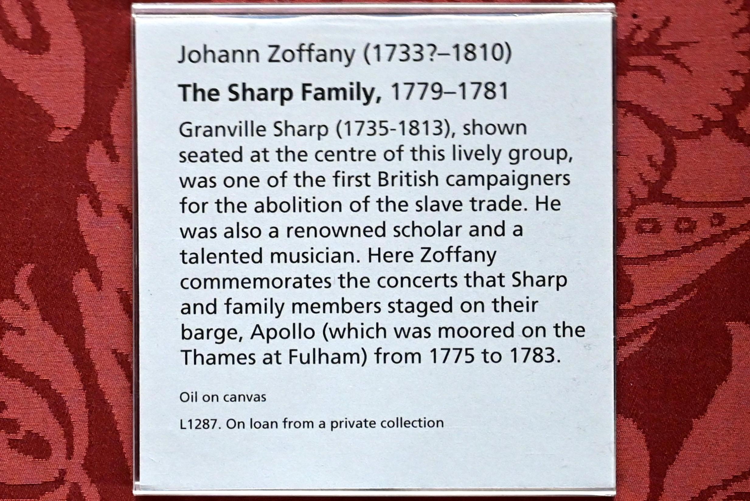 Johann Joseph Zoffany (1757–1783), Gruppenporträt der Familie Sharp, London, National Gallery, Saal 35, 1779–1781, Bild 2/2