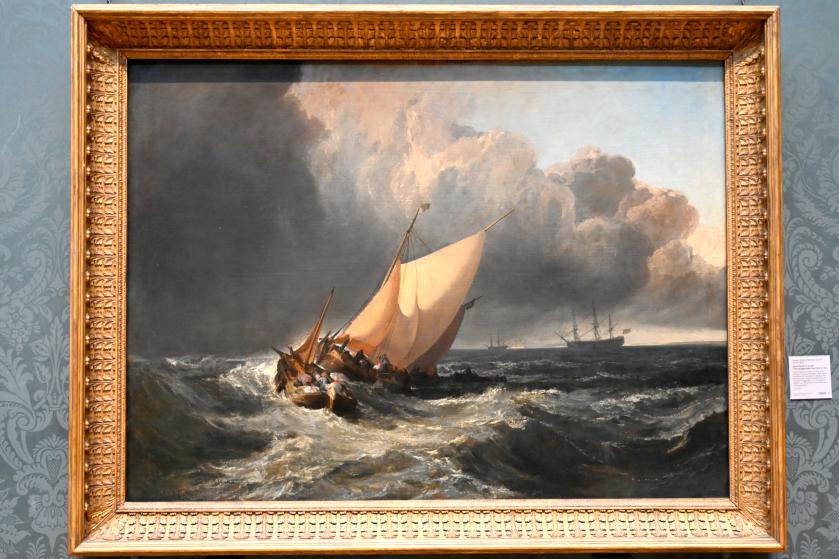 William Turner (Joseph Mallord William Turner) (1801–1845), Holländische Boote in einem Sturm ("The Bridgewater Sea Piece"), London, National Gallery, Saal 34, 1801