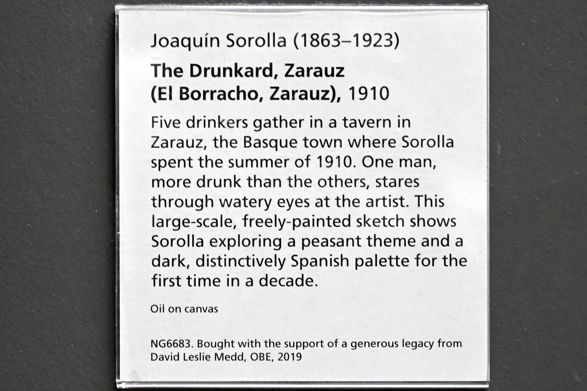 Joaquín Sorolla (1899–1910), Der Trunkenbold, Zarauz, London, National Gallery, Saal 41, 1910, Bild 2/2