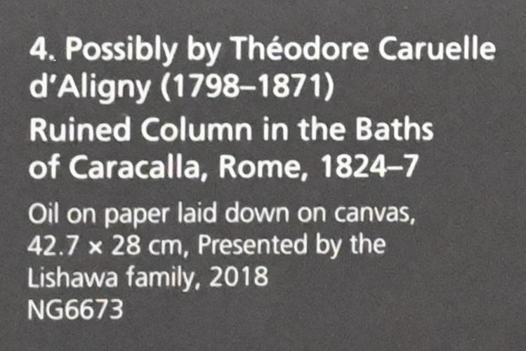 Claude-Félix-Théodore Aligny (Caruelle d’Aligny) (1825–1850), Säulen-Ruinen der Caracalla-Thermen in Rom, London, National Gallery, Saal 43, 1824–1827, Bild 2/2