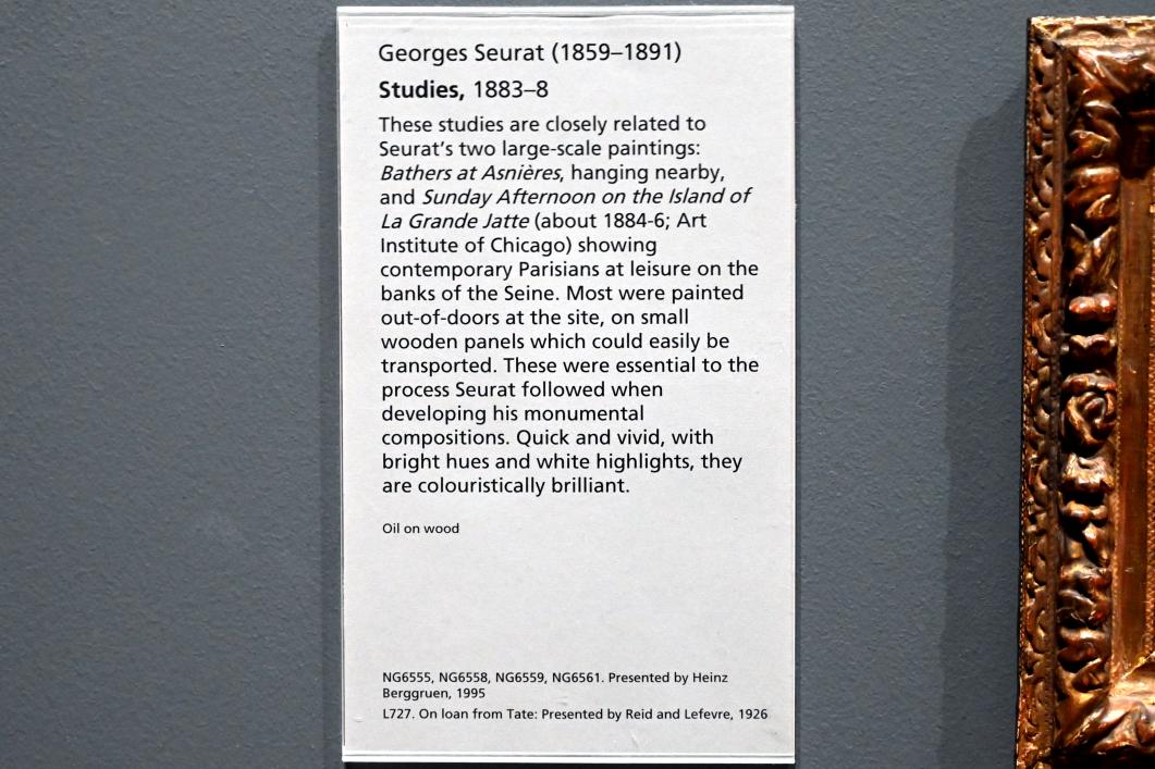 Georges Seurat (1879–1891), Kleidung auf der Wiese: Studie für "Badende bei Asnières-sur-Seine", London, National Gallery, Saal 40, 1883–1888, Bild 2/2