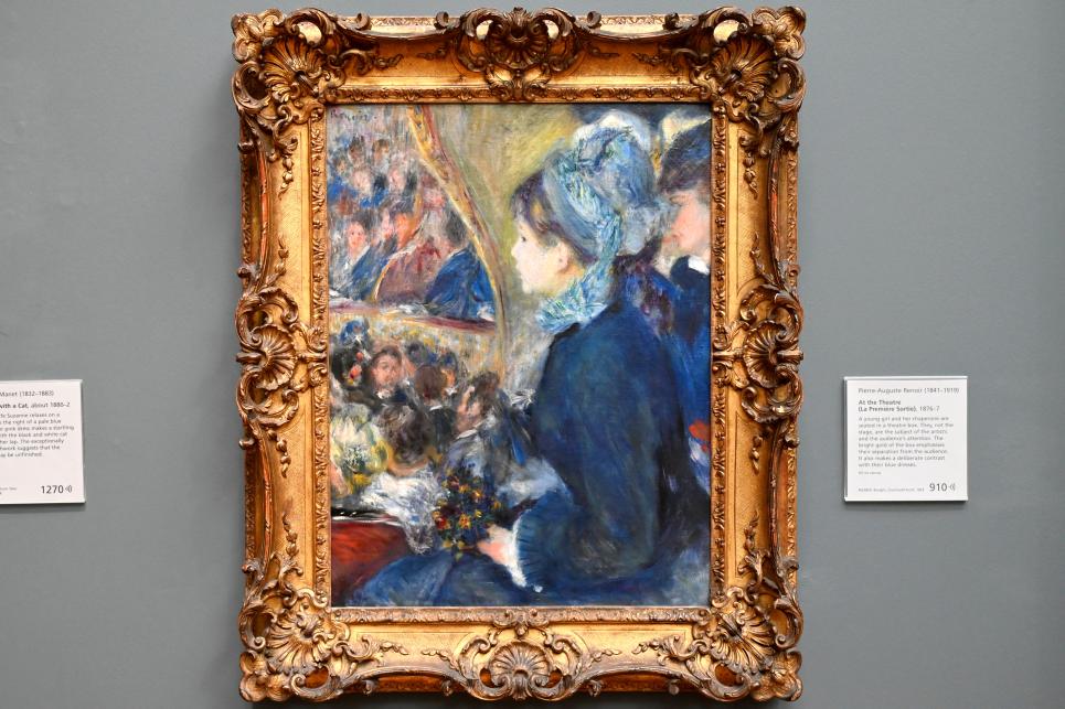 Auguste Renoir (Pierre-Auguste Renoir) (1866–1918), Im Theater (Der erste Ausgang), London, National Gallery, Saal 44, 1876–1877